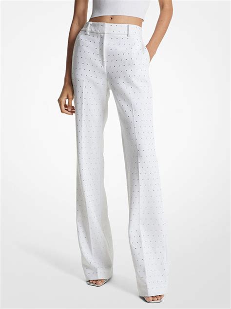 michael michael kors crepe bootcut pants|Crystal Embellished Stretch Crepe Bootcut Pants.